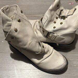 MIA White Ankle Boots with Buckle Detail